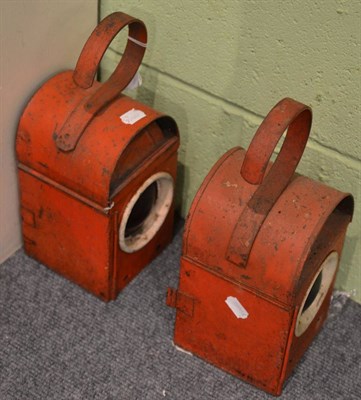 Lot 171 - A pair of Greenham painted railway lamps