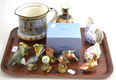 Lot 175 - Royal Crown Derby Imari pattern vase, two Minton animal paperweights and a Royal Worcester bird...
