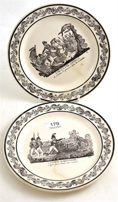 Lot 179 - Two creamware General La Fayette plates, Paillard & Hautin Choisy, circa 1820