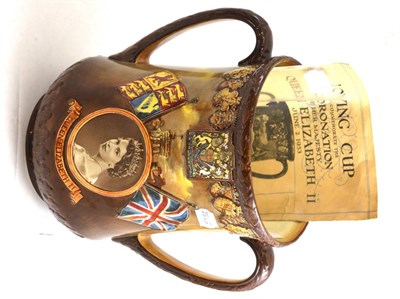 Lot 184 - Royal Doulton commemorative loving cup, Coronation of Queen Elizabeth II limited edition,...