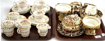 Lot 187 - Bloor Derby Imari decorated tea wares and similar pedestal bowls (lacking covers) and a 19th...