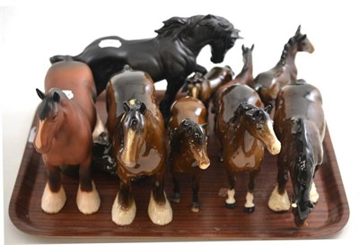 Lot 190 - A group of ten Beswick pottery horses (one a.f.)