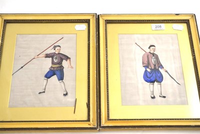 Lot 208 - Two gilt framed Chinese watercolours on rice paper