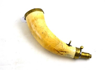 Lot 234 - An 18th/19th century powder horn with brass mounts