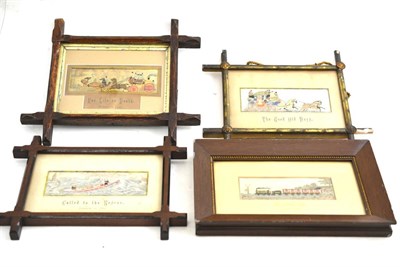 Lot 292 - Four framed stevengraphs, ";Good Old Days";, ";Called to the Rescue";, ";For Life or Death";...