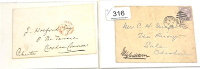 Lot 316 - Two handwritten envelopes, Gladstone and Palmerston