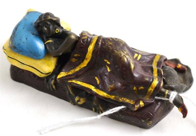 Lot 345 - Cold painted bronze of a sleeping lady with removable cover