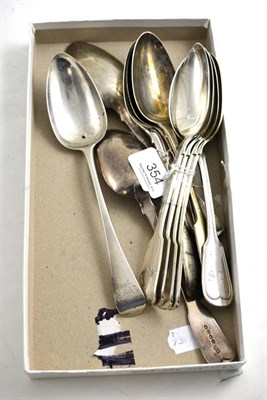 Lot 354 - Eleven assorted silver Georgian, Victorian and later tablespoons, including a Continental example