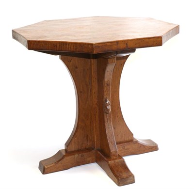 Lot 718 - Mouseman: A Robert Thompson English Oak Octagonal Coffee Table, on a cruciform base, with...