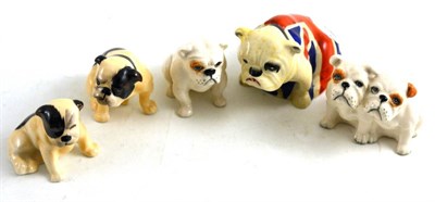 Lot 373 - A quantity of Royal Doulton and Beswick bulldogs including registration no. 645,658 (restored)