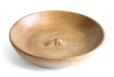 Lot 722 - Mouseman: A Robert Thompson English Oak Fruit Bowl, with carved mouse signature to the...