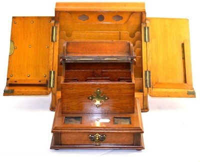 Lot 397 - A 19th century desk top correspondence box together with an oak desk stand