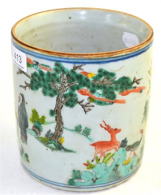 Lot 413 - A Chinese Wucai brush pot