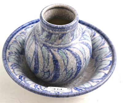 Lot 414 - A Royal Lancastrian vase and bowl decorated in a mottled blue and grey glaze