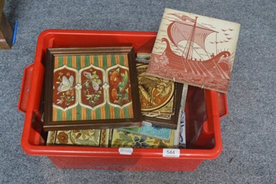 Lot 544 - Wedgwood pink lustre tile of a stylised sailing boat and a quantity of Mintons and other...