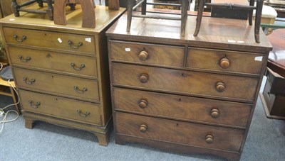 Lot 550 - A Georgian mahogany four height chest of drawers and a modern mahogany chest