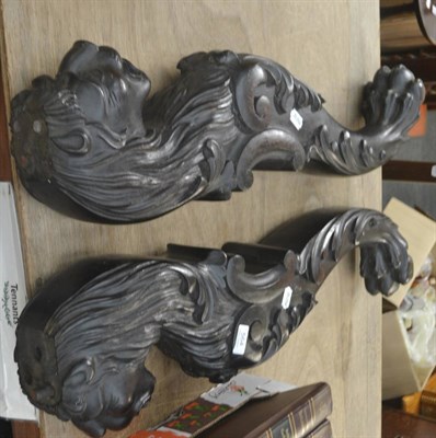 Lot 564 - Two carved Empire style pilasters in the form of lions