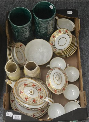 Lot 581 - Ceramics including 19th century tea wares, Belleek vases etc