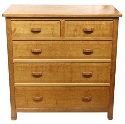 Lot 736 - Acorn Industries: An English Oak Chest of Drawers, the adzed rectangular top above two short...