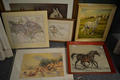 Lot 628 - Framed chalk picture titled ";Tiberetta with Filly Foal"; by Sylvia Macartney, picture of two...