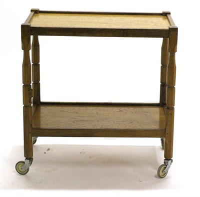 Lot 739 - Beaverman: A Colin Almack (Sutton-under-Whitestonecliffe) English Oak Tea Trolley, with two...