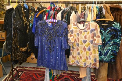 Lot 639 - Large quantity of assorted Frank Usher and other sequinned and beaded jackets, tops etc