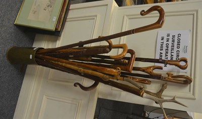 Lot 640 - Quantity of walking sticks and crooks, made by John Boreham, in a shell case