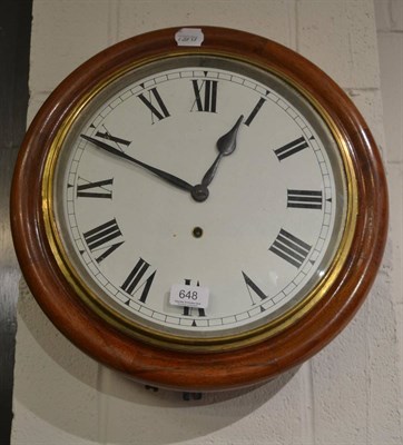 Lot 648 - Victorian circular wooden cased wall clock