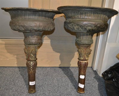 Lot 656 - Pair of 19th century embossed censers