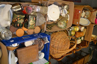 Lot 662 - Large quantity of household goods including china, glassware, pictures and prints, watches, laundry