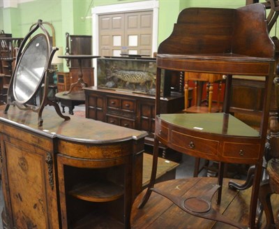 Lot 698 - A 19th century mahogany washstand and a mahogany oval swing mirror