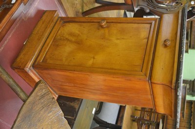 Lot 753 - A French cherrywood bedside cabinet with marble top