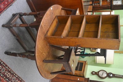 Lot 761 - Ebonised two tier carved occasional table, three country stools and an Edwardian corner chair...