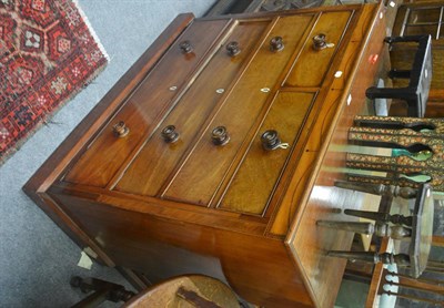 Lot 762 - Victorian mahogany inlaid four height chest of drawers