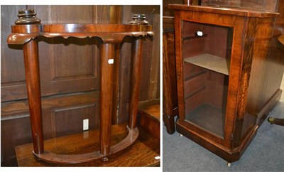 Lot 768 - Victorian walnut inlaid glazed cabinet and a mahogany console table lacking top