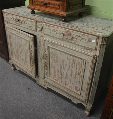 Lot 784 - A painted French dresser base with cupboard doors and two drawers