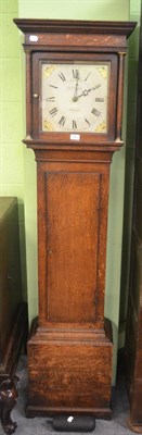 Lot 786 - An oak longcase clock with painted dial