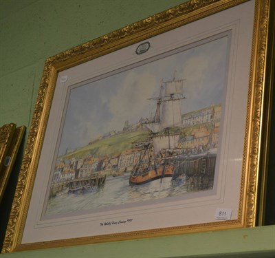 Lot 811 - Freeman, John (20th/21st century) ";The Whitby Homecoming";, depicting HM Endeavour,...