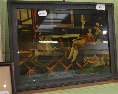 Lot 817 - A 19th century reverse painting on glass, titled ";Happiness"