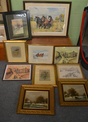 Lot 825 - A watercolour signed D M Alderson 89, prints and other pictures