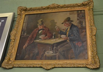 Lot 840 - Kerner (19th/20th century), the card players, signed, oil on canvas