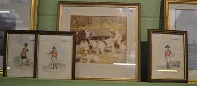 Lot 847 - British School (20/21st century) study of a liver and white springer spaniel and pups, watercolour