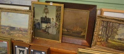 Lot 855 - Oil on canvas of a shipping and lighthouse scene, reverse marked Ramsgate, painted by H Baynes 1841