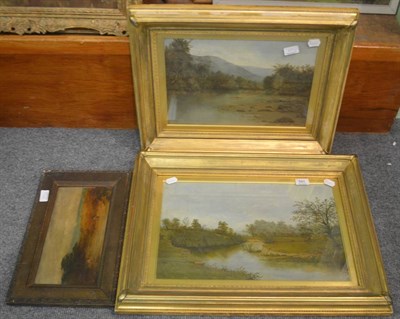 Lot 860 - H Gee, a river landscape, signed and dated 1901, oil on canvas; together with a further oil on...