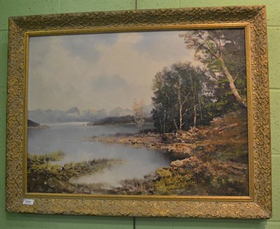 Lot 864 - J Schmidbauer, alpine lake, oil on canvas