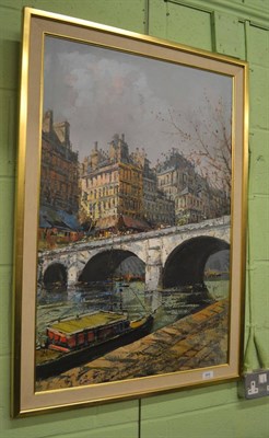 Lot 868 - An oil on canvas scene of Paris, Houdin