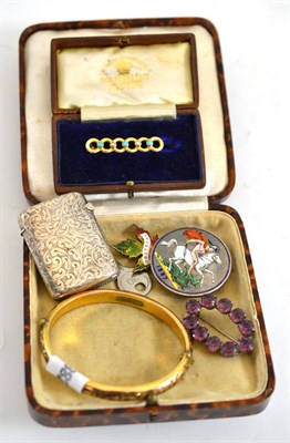 Lot 6 - Vesta, gold brooch, bangle etc