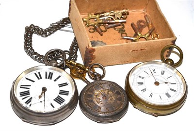 Lot 13 - Silver chronograph and two pocket watches