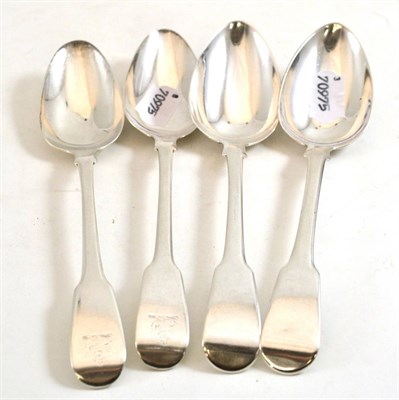 Lot 16 - Two pairs of silver fiddle pattern tablespoons