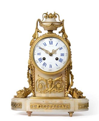 Lot 770 - A Gilt Metal Mounted Onyx Striking Mantel Clock, signed Raingo Freres A Paris, circa 1890, urn...